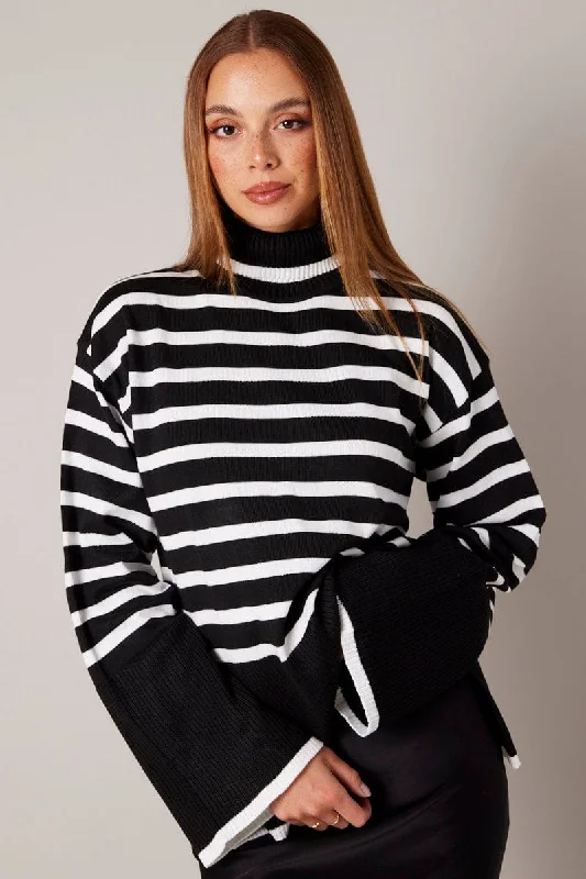 Black Stripe Knit Jumper