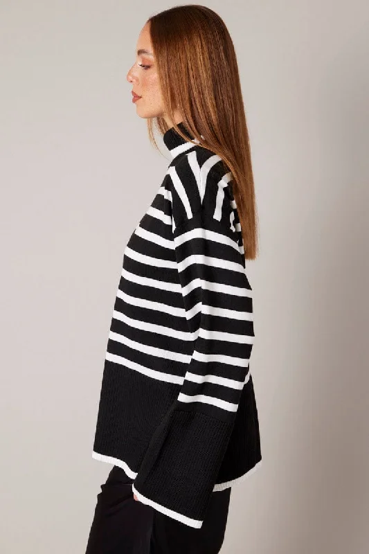 Black Stripe Knit Jumper