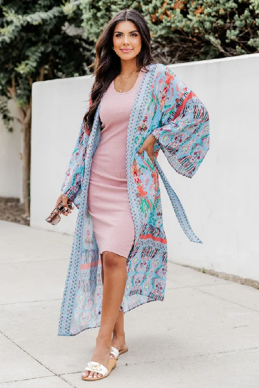 Daydream Look Blue Multi Printed Kimono