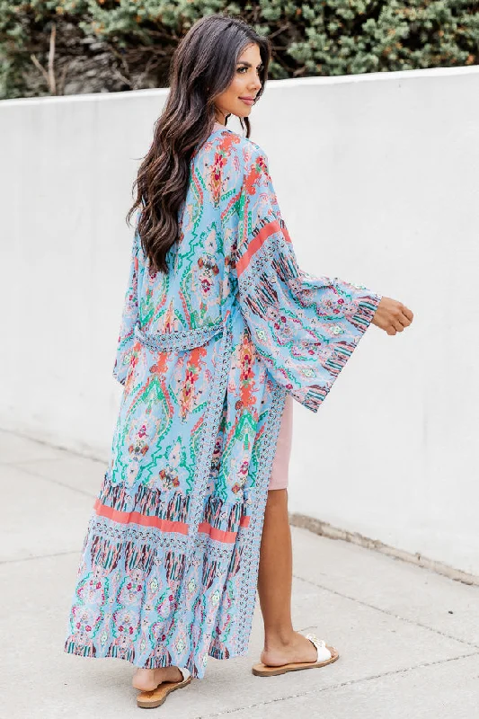 Daydream Look Blue Multi Printed Kimono