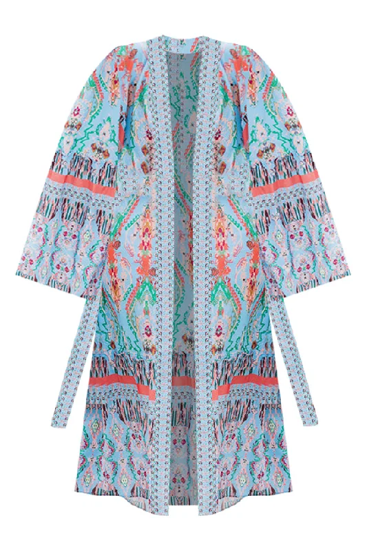 Daydream Look Blue Multi Printed Kimono