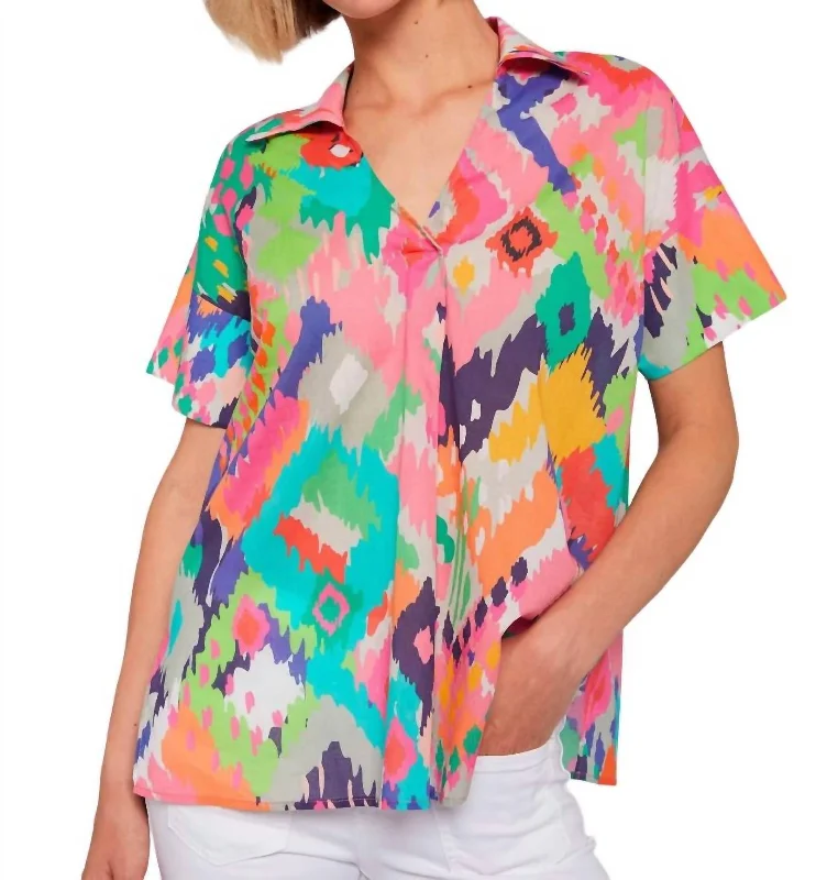 Chantal Acuarela Ikat Voile Shirt In Multi