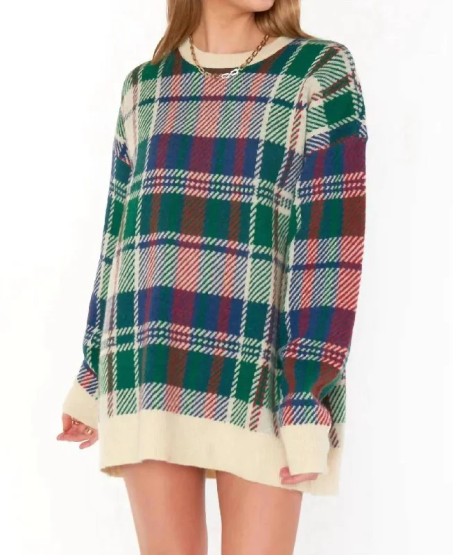 Ember Tunic Sweater In Holiday Plaid Knit