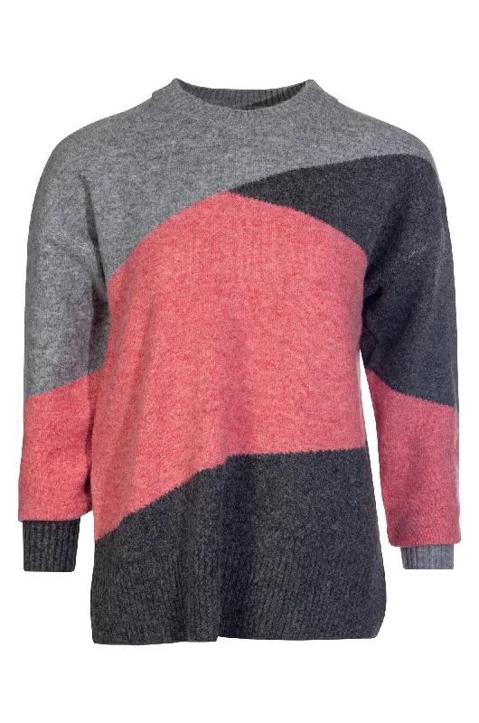 Faux Mohair Blend Jersey | Silver/Charcoal/Red | 6854ZZ