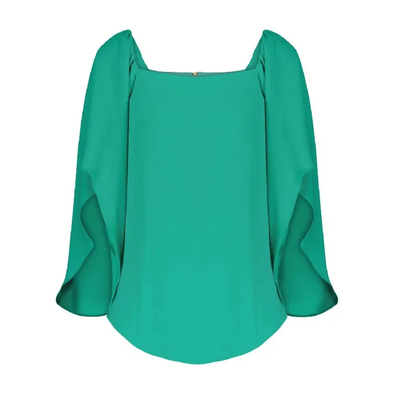 Frances 3/4 Sleeve Top In Billard Green