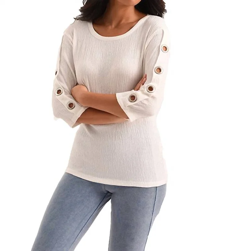 Janelle Grommet Sleeve Top In White