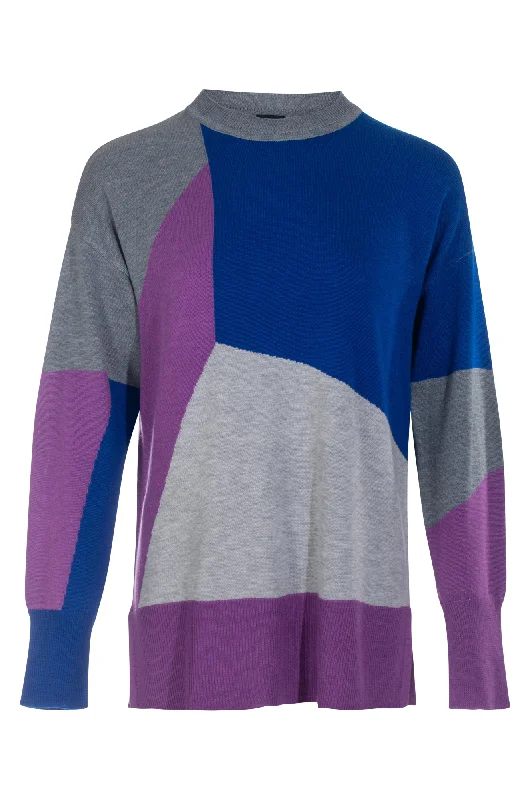 Colur block Touch of Wool Jumper | Royal/Silv/Lilac/Lt Silv | 6311ZZ