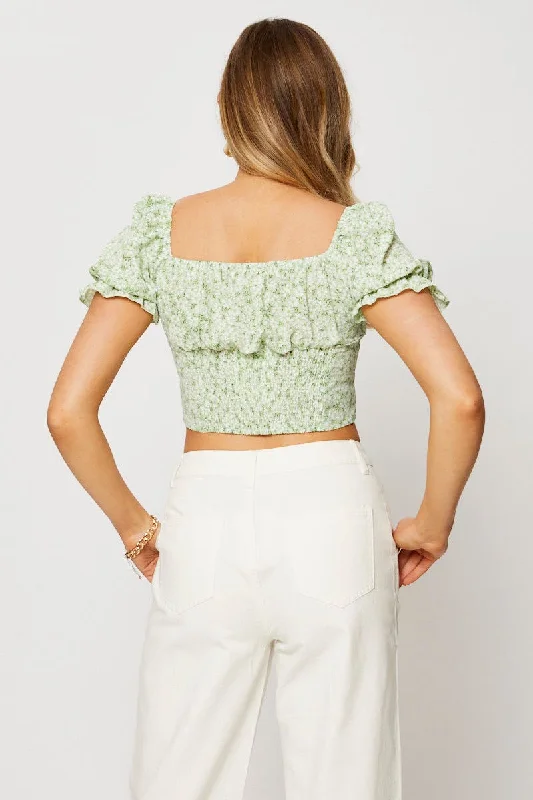 Print Crop Top Short Sleeve