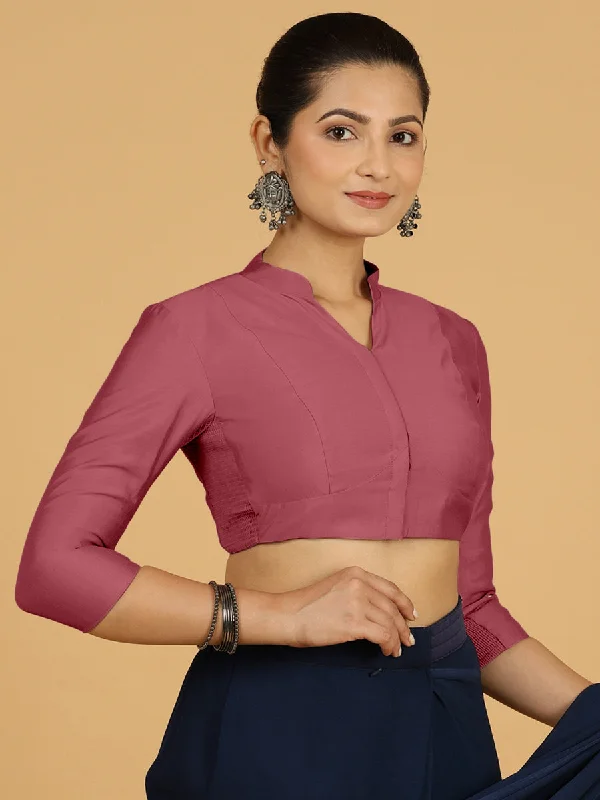 Maya x Rozaana | Three Quarter Sleeves Saree Blouse in Rose Pink