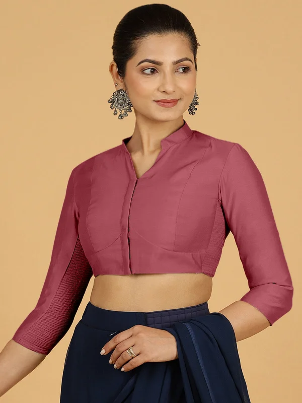 Maya x Rozaana | Three Quarter Sleeves Saree Blouse in Rose Pink