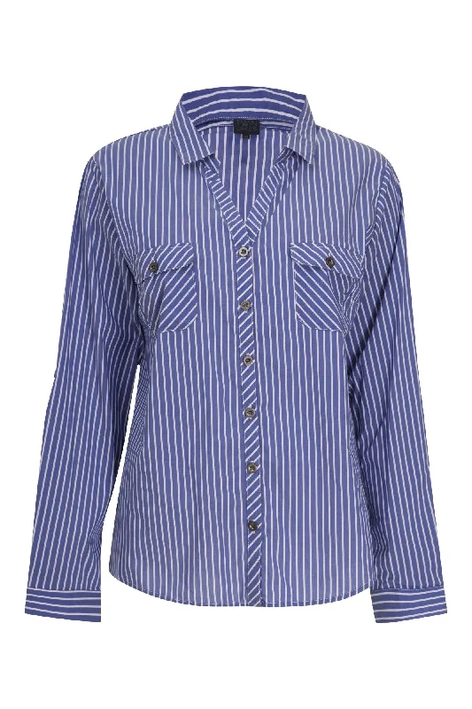 Stripe Cotton Rich Stretch Shirt | Blue Wide Stripe | 6162ZR