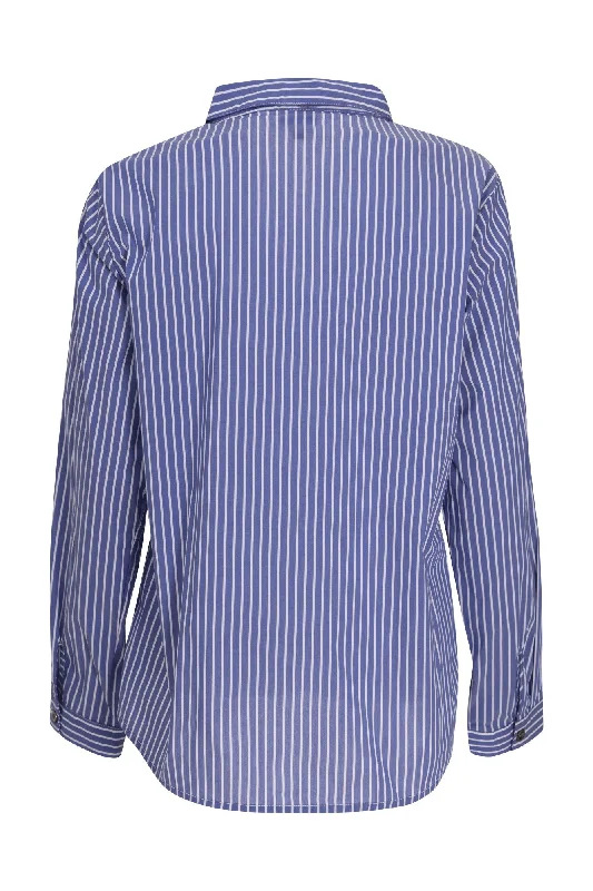 Stripe Cotton Rich Stretch Shirt | Blue Wide Stripe | 6162ZR