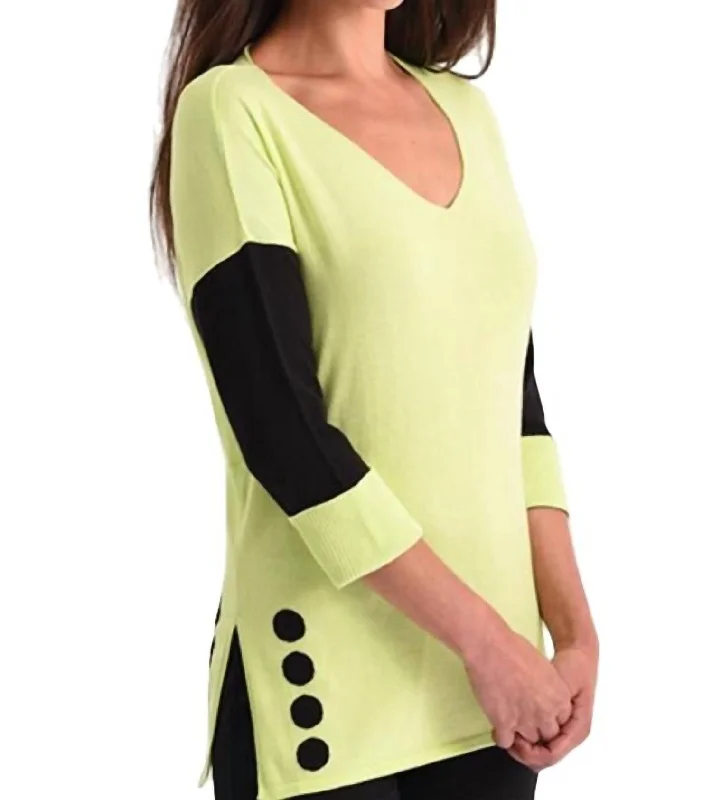 Two-Tone Polkadot Tunic In Lime