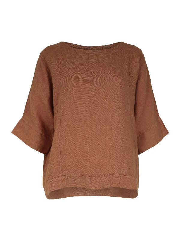 POLETTE linen top - Mocca Mousse