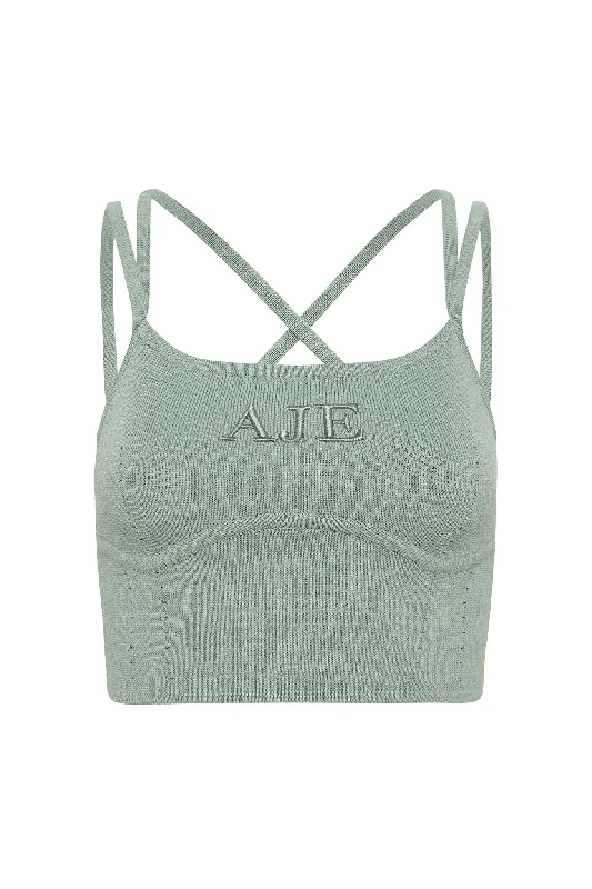 Bardot Knit Logo Bustier Top