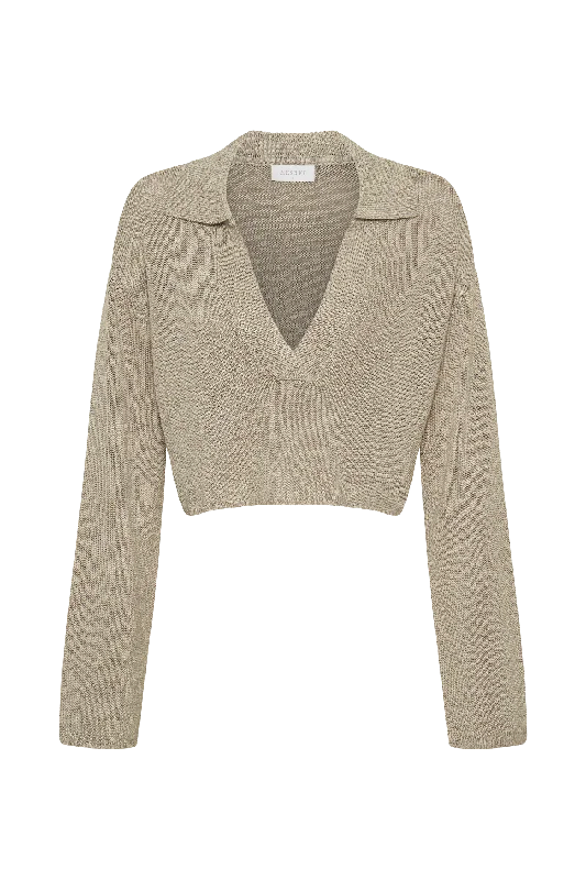 Carlota Collared Knit Jumper - Taupe