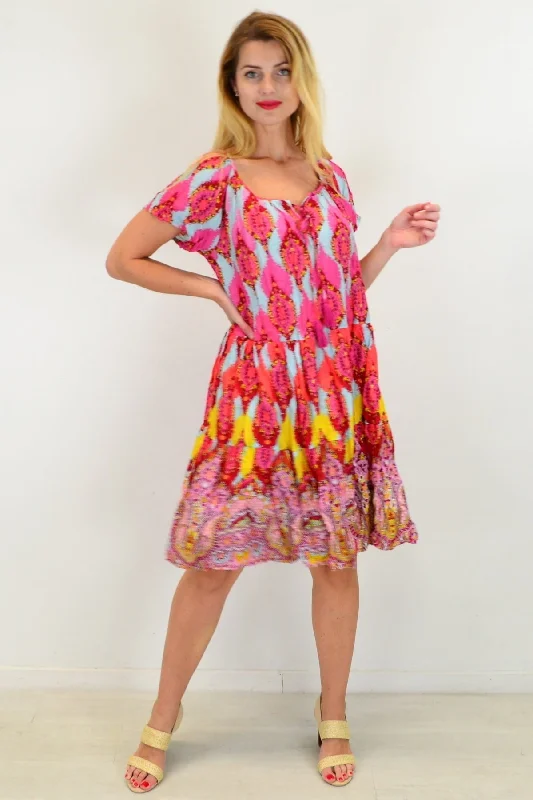 Cherry Mosaic Shift Dress Cotton Tunic