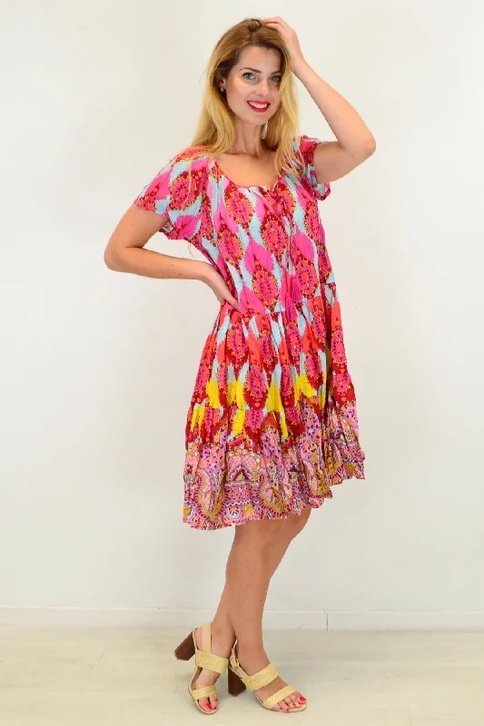 Cherry Mosaic Shift Dress Cotton Tunic