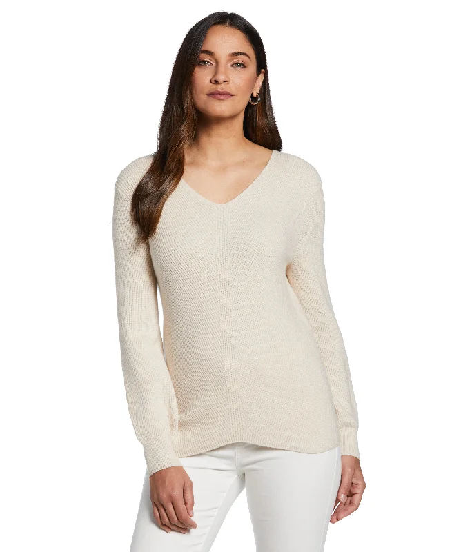 Petite Essential Ribbed V-Neck Sweater