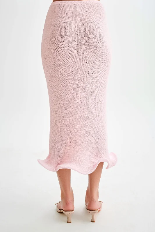 Gigi Knit Midi Skirt - Misty Rose