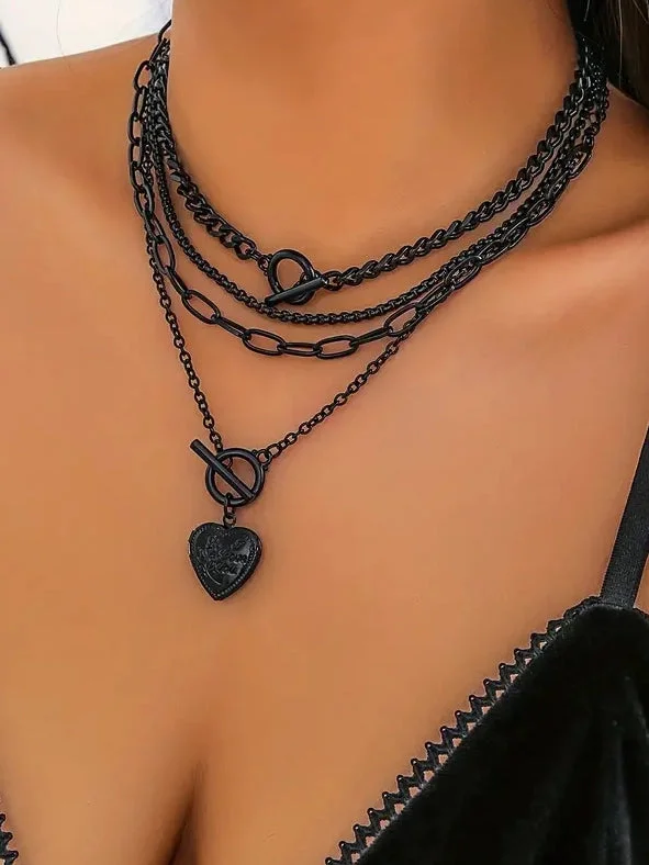 Gothic Style Alloy Pendant 4-pc Necklace Set