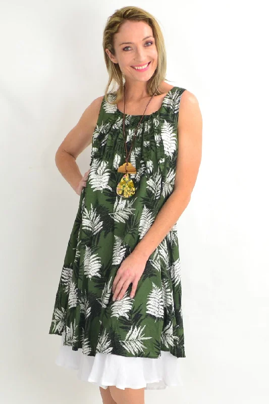 Green Frilly Fern Tunic Dress