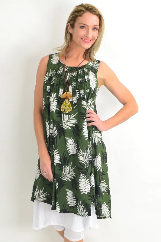 Green Frilly Fern Tunic Dress