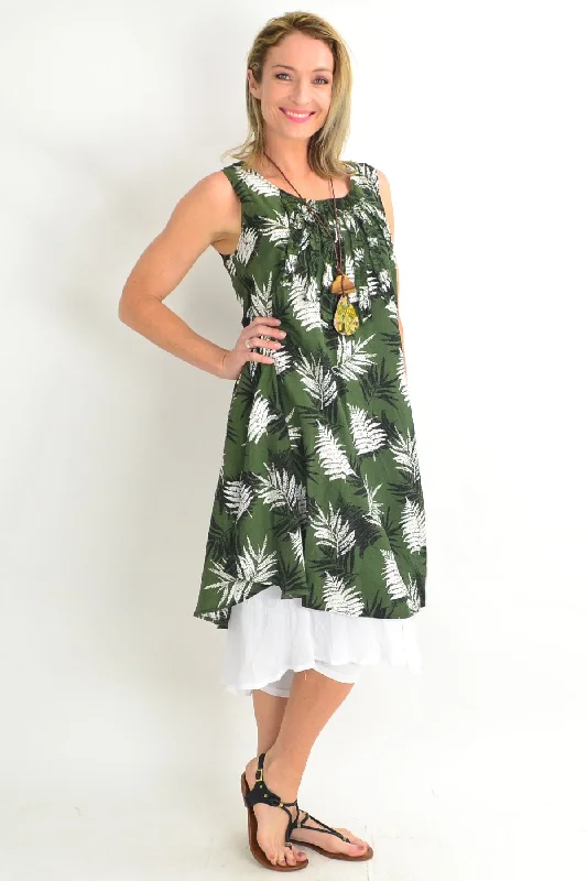 Green Frilly Fern Tunic Dress