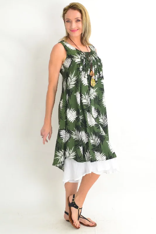 Green Frilly Fern Tunic Dress