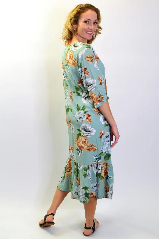 Green Wild Rose Tunic Slip Dress