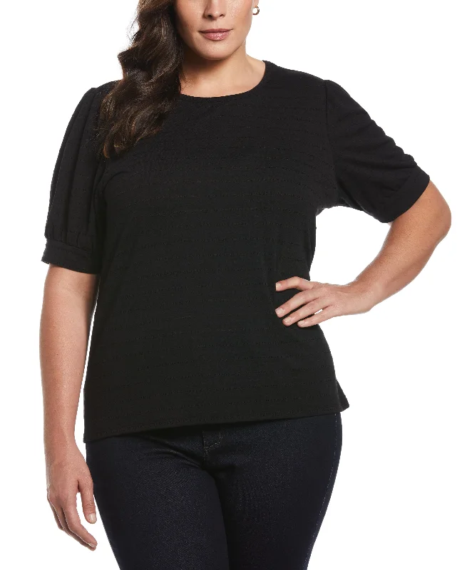 Plus Size Knit Puff Sleeve Top