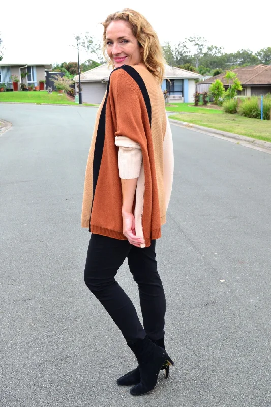 Long Sleeve Relaxed Camel Pullover Tunic Jumper