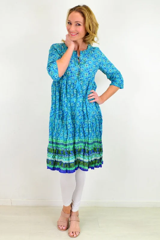 Lucky Weekender Tie Neck Tunic Dress