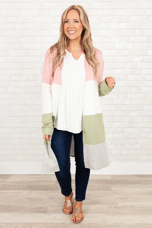 My Favorite Melody Cardigan, Blush White Sage