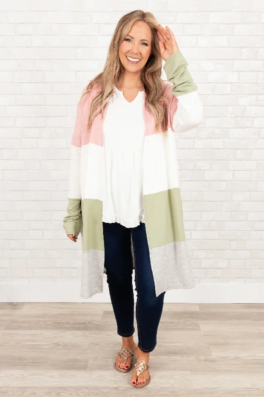 My Favorite Melody Cardigan, Blush White Sage