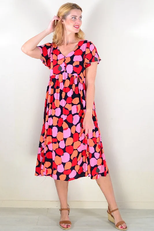 Pink Orange Spots Tunic Dress