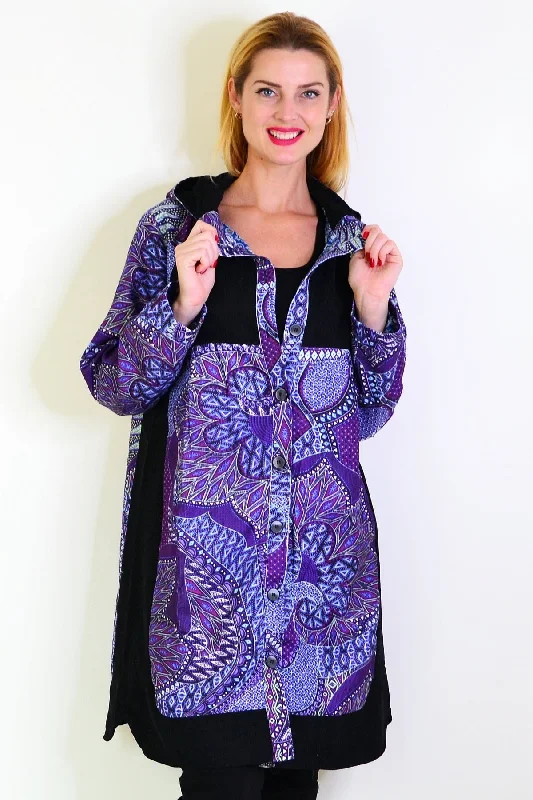 Purple Print Long Corduroy Jacket