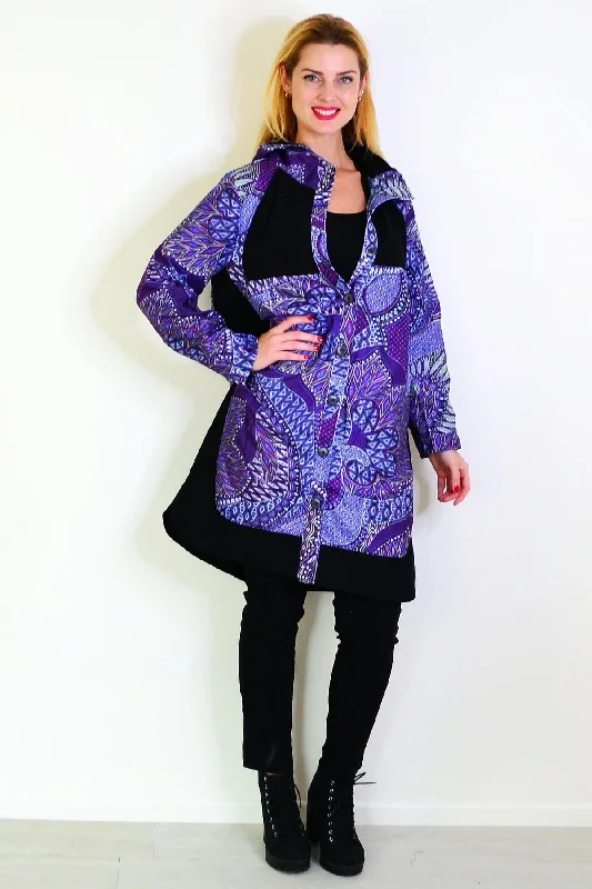 Purple Print Long Corduroy Jacket