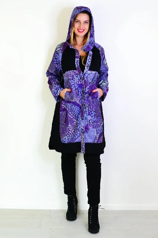 Purple Print Long Corduroy Jacket