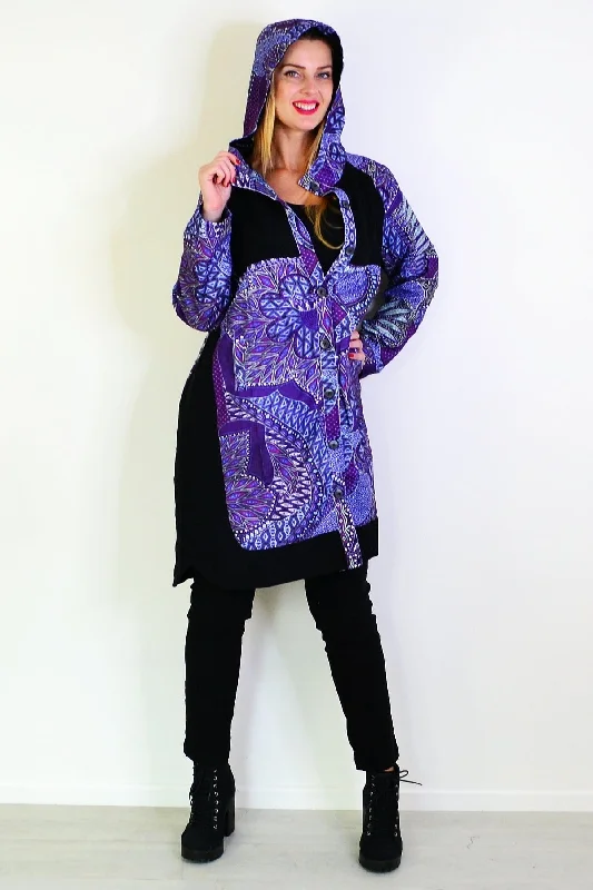 Purple Print Long Corduroy Jacket