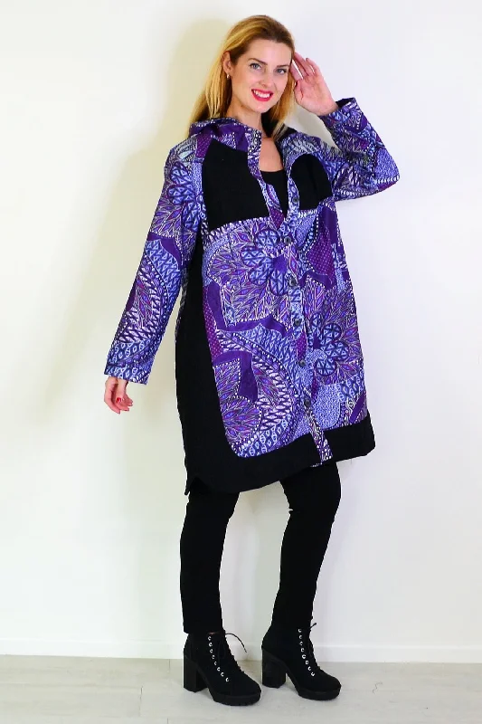 Purple Print Long Corduroy Jacket