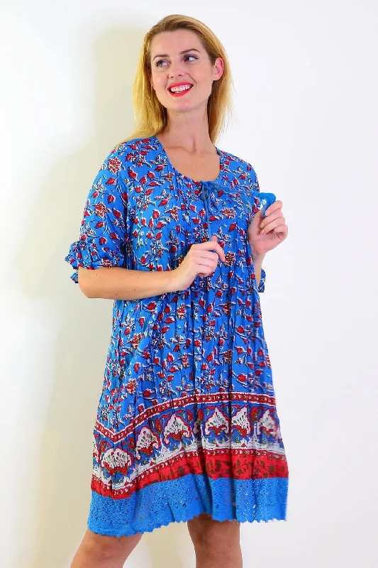 Red Blue Hannah Boho Tunic Dress