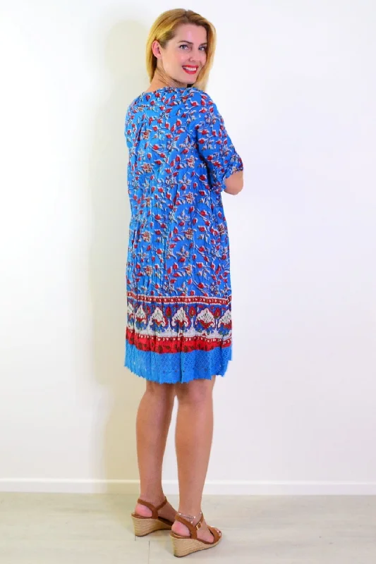 Red Blue Hannah Boho Tunic Dress