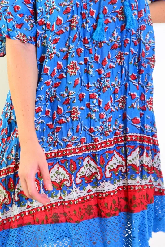 Red Blue Hannah Boho Tunic Dress