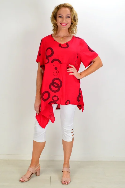 Red Loopy Loop Tunic Top