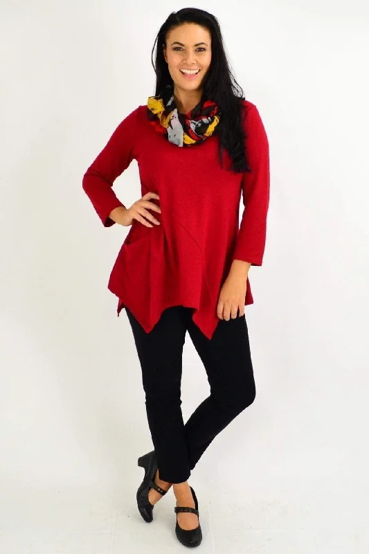 Red Rust Pocket Winter Tunic Top