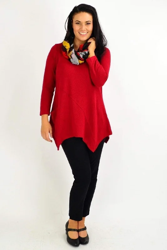 Red Rust Pocket Winter Tunic Top