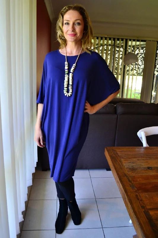 Royal Blue Bamboo Tapered Tunic Dress