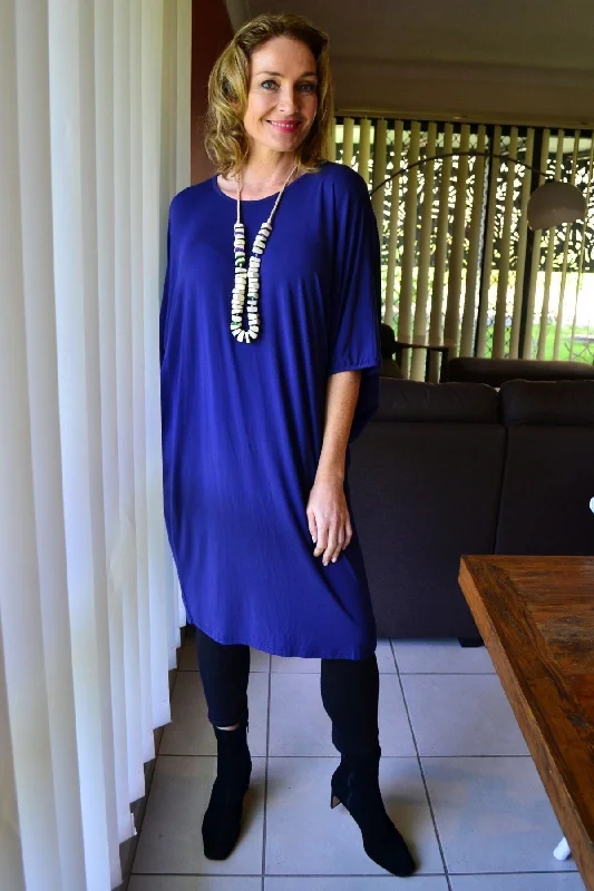 Royal Blue Bamboo Tapered Tunic Dress