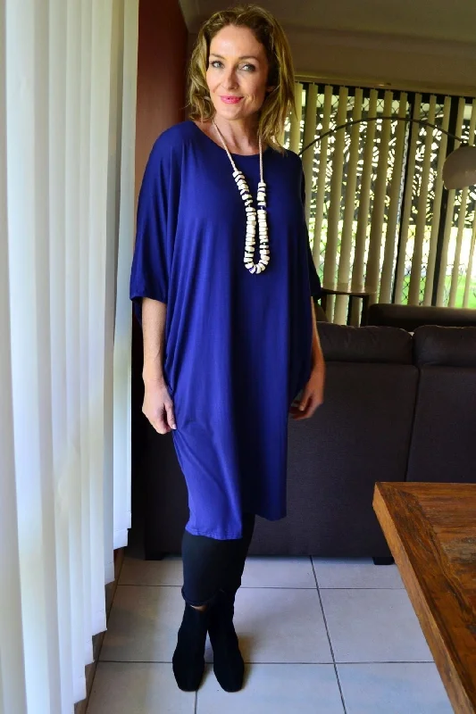 Royal Blue Bamboo Tapered Tunic Dress